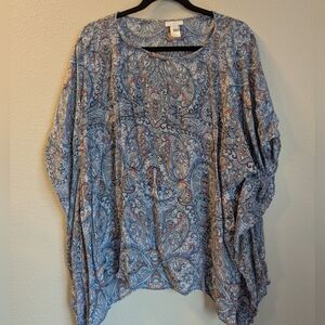 J. Jill Blue Paisley Blouse Size S